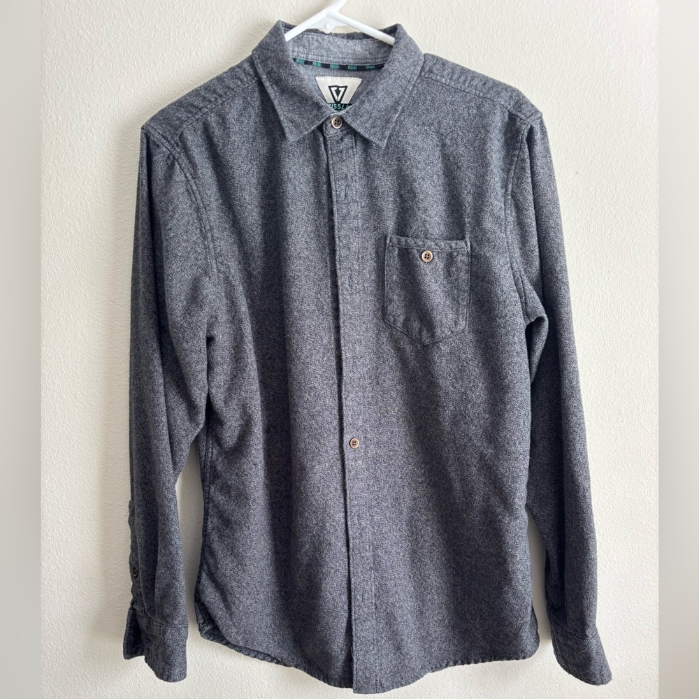 VISSLA Charcoal Button Down Flannel Shirt